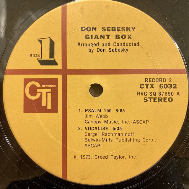 Don Sebesky / Giant Box ctx6031/32 ◎ 大阪 ジャズ レコード 通販 買取 Bamboo Music