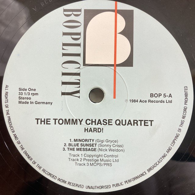 Tommy Chase / Hard bop5 ◎ 大阪 ジャズ レコード 通販 買取 Bamboo Music