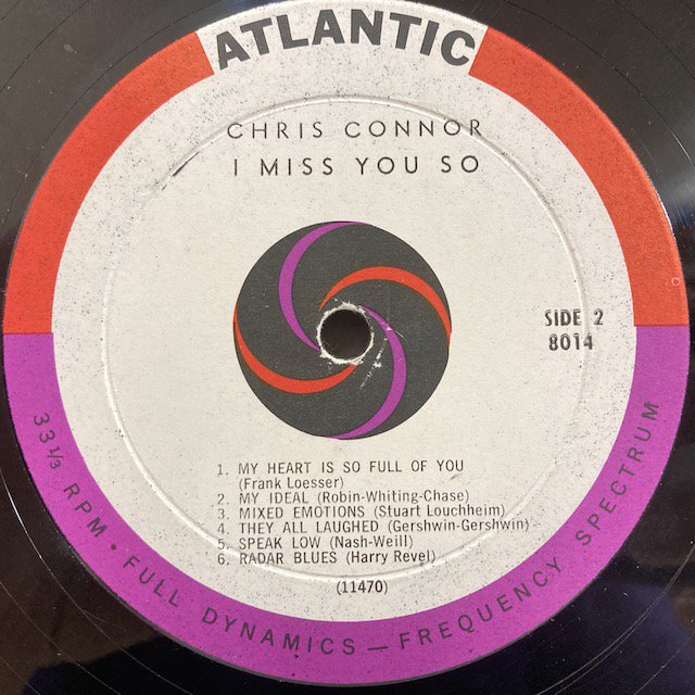 Chris Connor / I Miss You So 8014 ◎ 大阪 ジャズ レコード 通販 買取 Bamboo Music