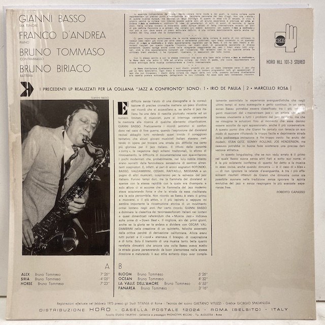 Gianni Basso / Jazz a Confronto hll101-3 ◎ 大阪 ジャズ レコード 通販 買取 Bamboo Music