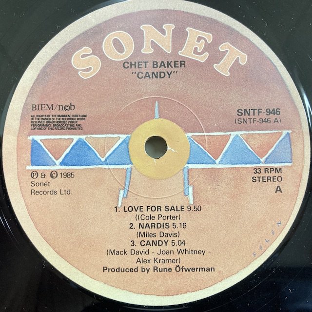 Chet Baker / Candy sntf946 ◎ 大阪 ジャズ レコード 通販 買取 Bamboo Music