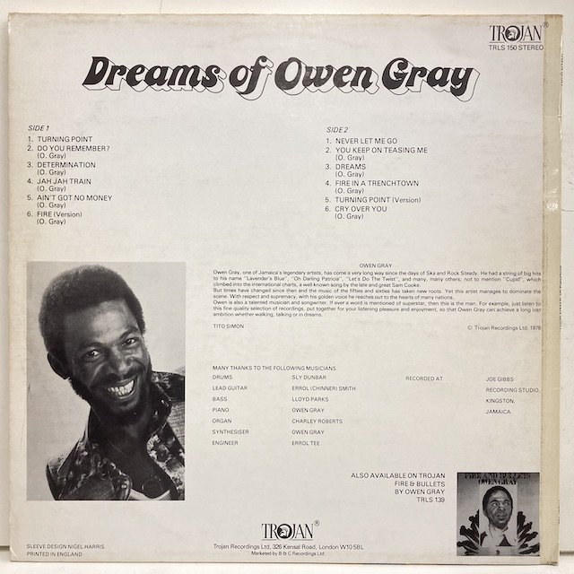 Owen Gray / Dreams of Owen Gray Trls150 ◎ 大阪 ジャズ レコード 通販 買取 Bamboo Music