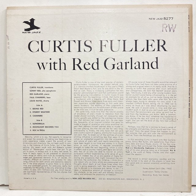 Curtis Fuller / with Red Garland Trio Njlp8277 ◎ 大阪 ジャズ レコード 通販 買取 Bamboo  Music