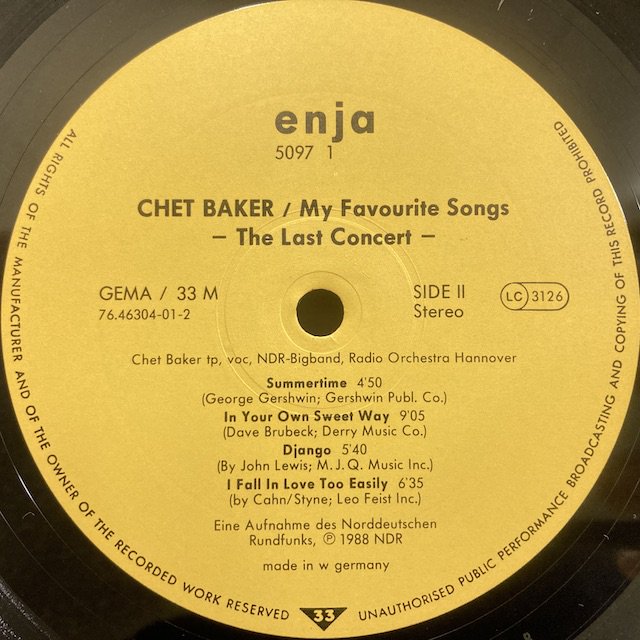 Chet Baker / My Favourite Songs 5097 1 ◎ 大阪 ジャズ レコード