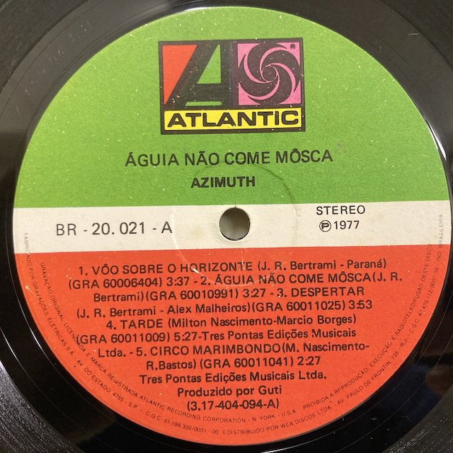 Azymuth / Aguia Nao Come Mosca Br20.021 ◎ 大阪 ジャズ レコード