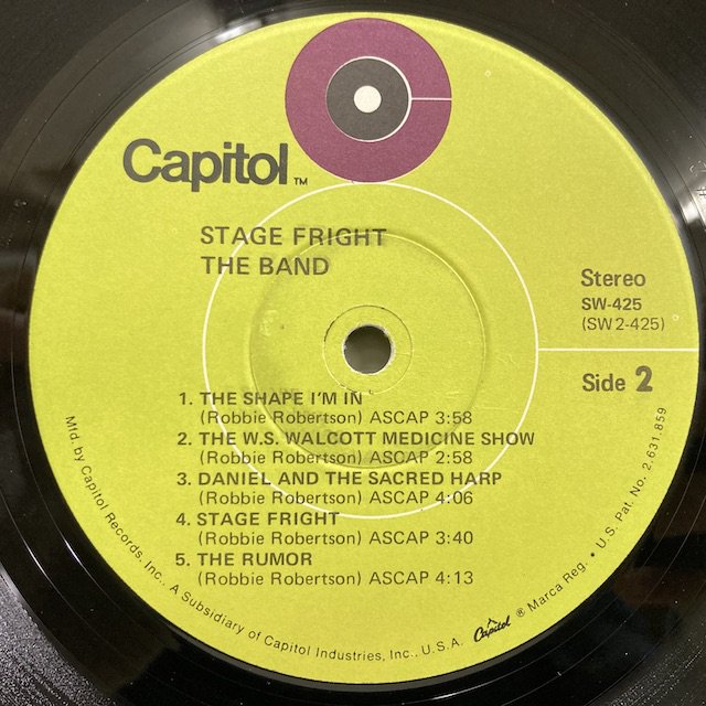 the Band / Stage Fright sw425 ◎ 大阪 ジャズ レコード 通販 買取 Bamboo Music