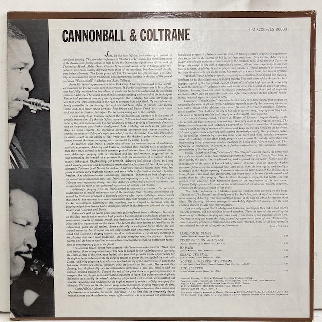 Cannonball Adderley / & Coltrane Ls86009/mg20449 ◎ 大阪 ジャズ レコード 通販 買取 Bamboo  Music