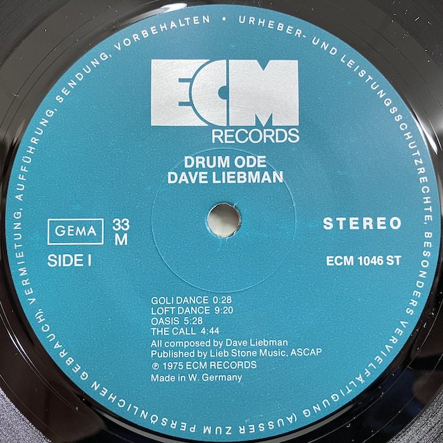 Dave Liebman / Drum Ode ecm1046st ◎ 大阪 ジャズ レコード 通販 買取 Bamboo Music