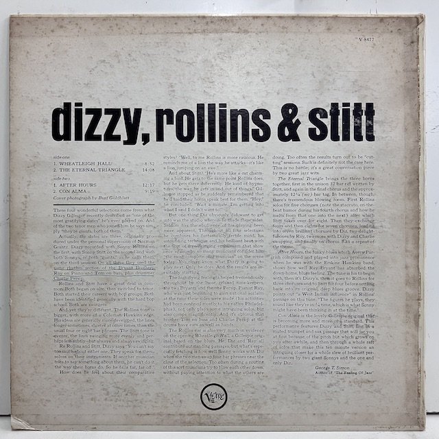 Dizzy Gillespie / Dizzy Rollins & Stitt v8477 ◎ 大阪 ジャズ レコード 通販 買取 Bamboo  Music