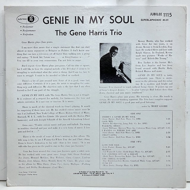 Gene Harris / Genie in my Soul jgs1115 ◎ 大阪 ジャズ レコード 通販 買取 Bamboo Music