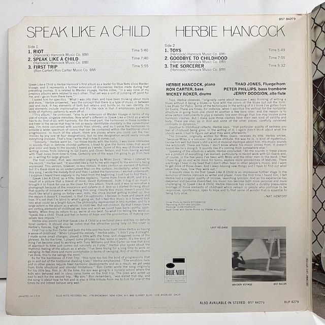 Herbie Hancock / Speak Like A Child Bst84279 ◎ 大阪 ジャズ