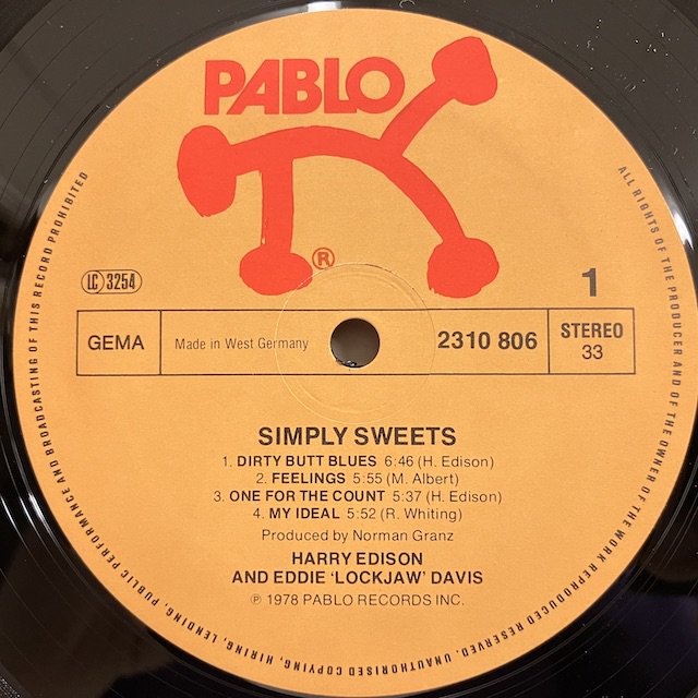 Harry Edison Eddie Lockjaw Davis / Simply Sweets 2310-806 ◎ 大阪 ジャズ レコード 通販  買取 Bamboo Music