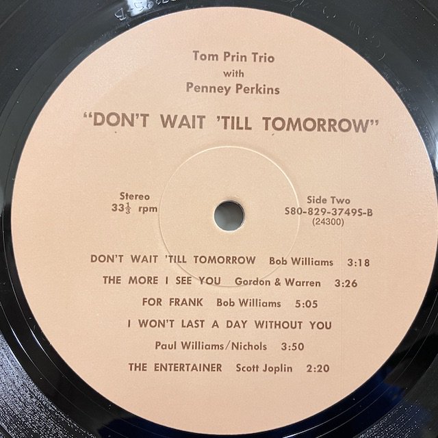 Tom Prin Trio / Don't Wait 'Till Tomorrow s80-829-3749s ◎ 大阪 ジャズ レコード 通販 買取  Bamboo Music