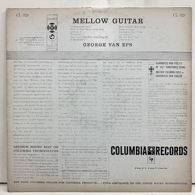 【国内正規総代理店アイテム】 George Van Eps / Mellow Guitar cl929 ◎ 大阪 ジャズ レコード 洋楽