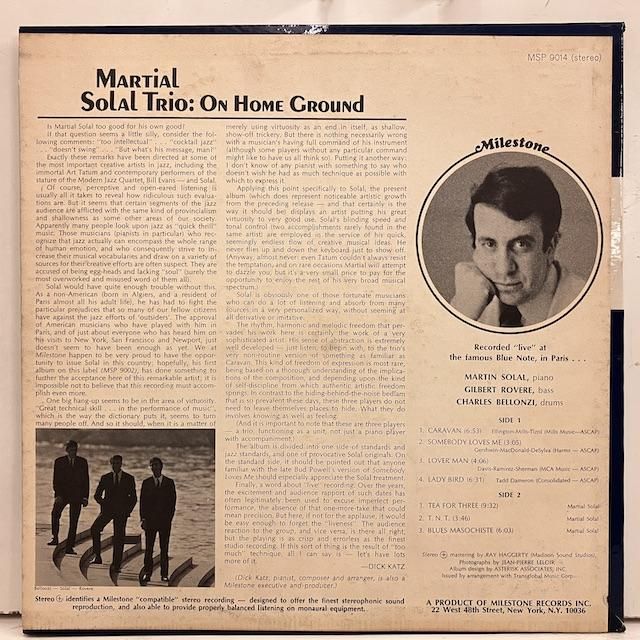 Martial Solal / On Home Ground msp9014 ◎ 大阪 ジャズ