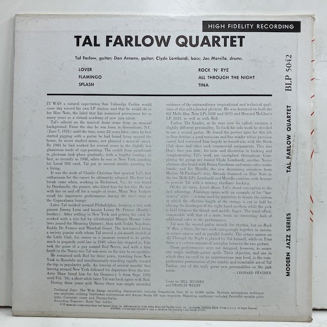 tal farlow quartet レコード　10inch アメリカ盤