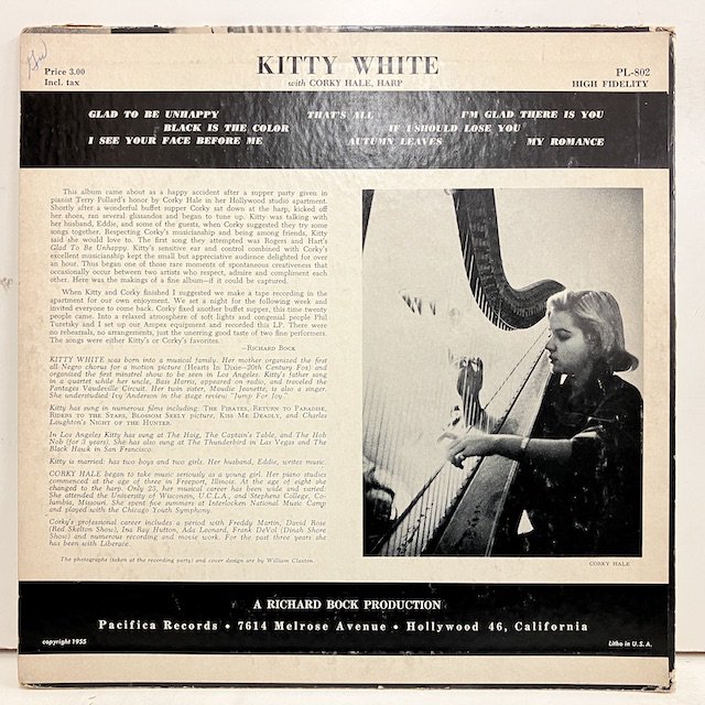 Kitty White / with Corky Hale Pl802 ◎ 大阪 ジャズ レコード 通販 買取 Bamboo Music