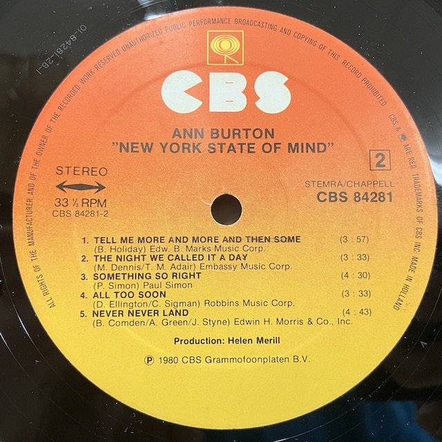 Ann Burton Rare:【NewYork State of Mind】(レコード) - レコード