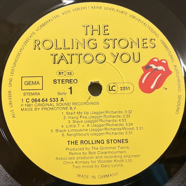 Rolling Stones / Tattoo You 1C 064-64 533 ◎ 大阪 ジャズ レコード 通販 買取 Bamboo Music