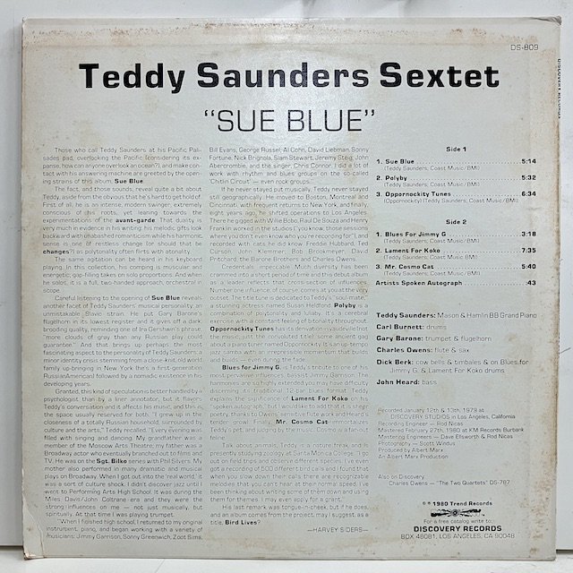 Teddy Saunders / Sue Blue ds809 ◎ 大阪 ジャズ レコード 通販 買取 Bamboo Music