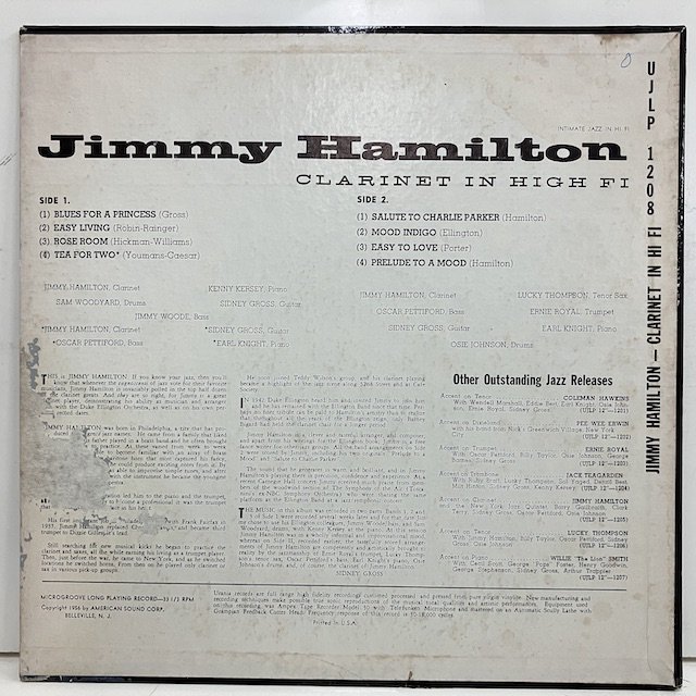 ○即決LP Jimmy Hamilton / Clarinet in Hifi j34177 米オリジナル、Dg