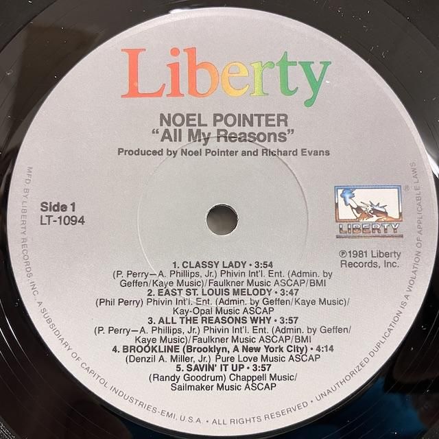 Noel Pointer / All My Reasons lt1094 ◎ 大阪 ジャズ レコード