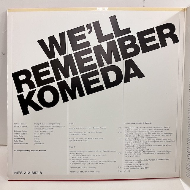 Michal Urbaniak Tomasz Stanko / We'll Remember Komeda 2121657-8 ◎ 大阪 ジャズ  レコード 通販 買取 Bamboo Music