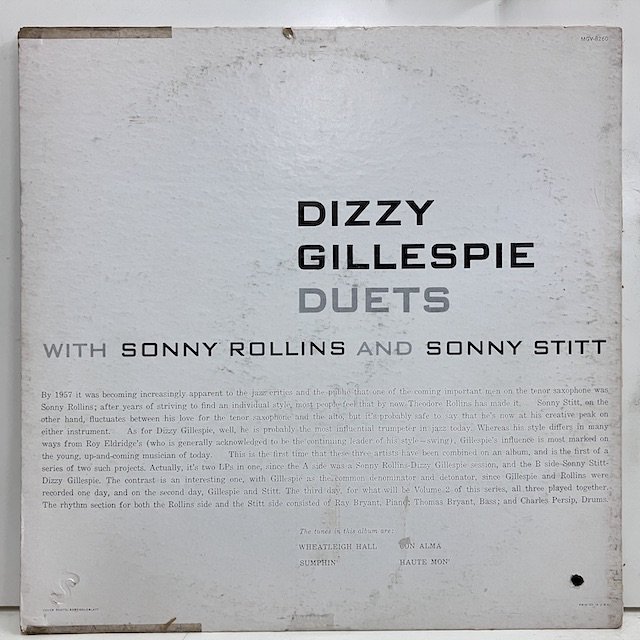 Dizzy Gillespie Sonny Stitt Sonny Rollins / Duets mgv8260 ◎ 大阪 ジャズ レコード 通販  買取 Bamboo Music