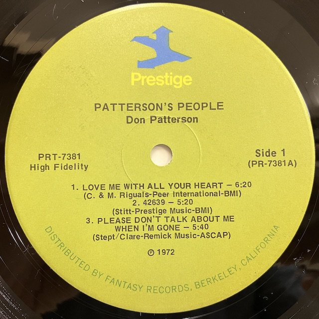 Don Patterson Sonny Stitt Booker Ervin / Patterson's People Prt7381 大阪 ...