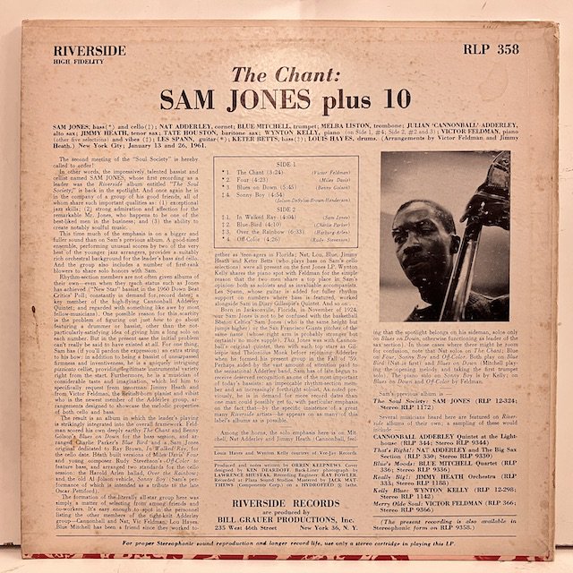 Sam Jones / the Chant rlp358 :通販 ジャズ レコード 買取 Bamboo Music