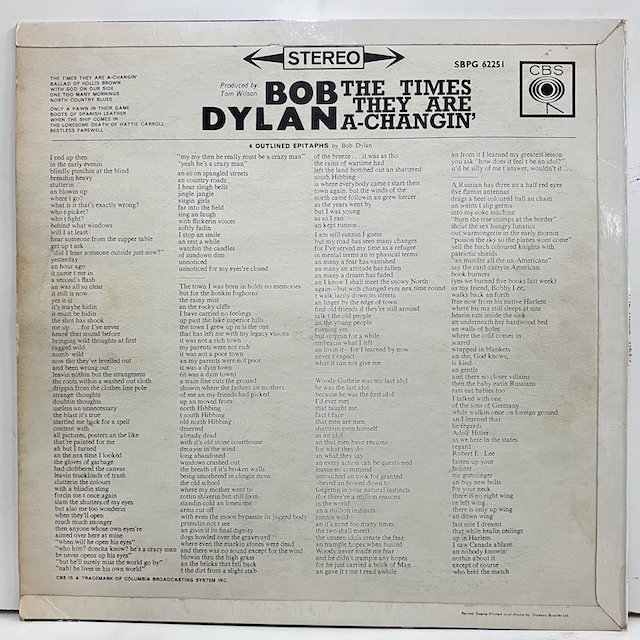 Bob Dylan / The Times They Are A Changin' sbpg62251 :通販 ジャズ レコード 買取 Bamboo  Music