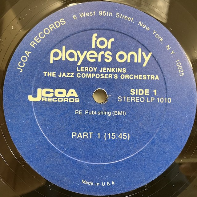 Leroy Jenkins The Jazz Composer's Orchestra / For Players Only lp1010 :通販  ジャズ レコード 買取 Bamboo Music