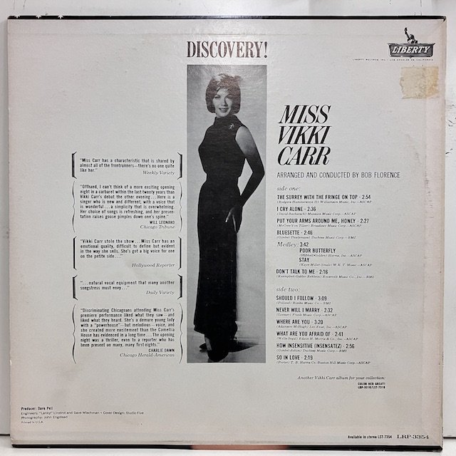 Vikki Carr / Discovery Lrp3354 :通販 ジャズ レコード 買取 Bamboo Music