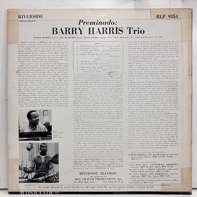 ○即決LP Barry Harris / Preminado j35151 バリー・ハリス 米