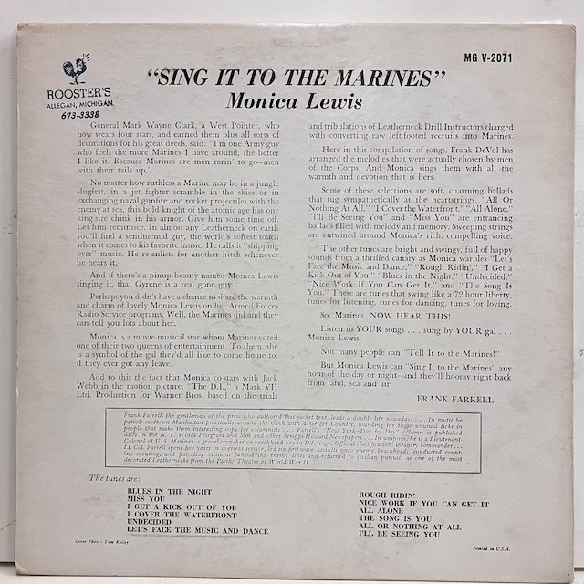 Monica Lewis / sing it to the Marines mgv2071 :通販 ジャズ レコード 買取 Bamboo Music
