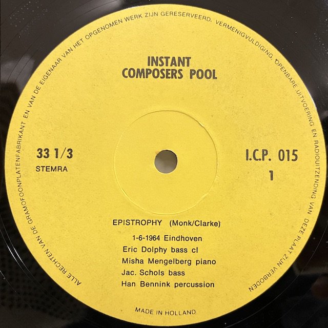 Eric Dolphy / Epistrophy Icp015 :通販 ジャズ レコード 買取 Bamboo Music