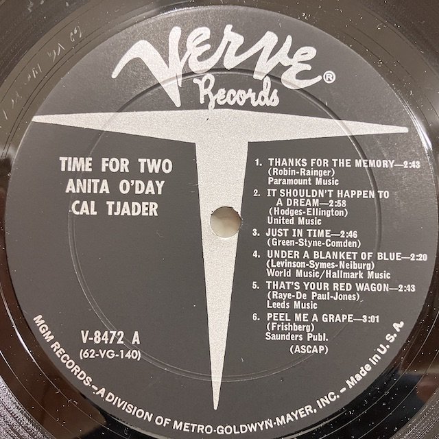 Anita O'day Cal Tjader / Time for Two v-8472 :通販 ジャズ レコード 買取 Bamboo Music