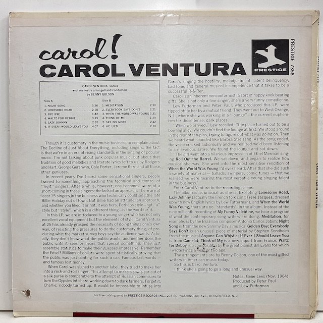 訳あり】 即決VOCAL LP Carol Ventura Prst7358 jv3954 米オリジナル Stereo Trident キャロル  ベンチュラ