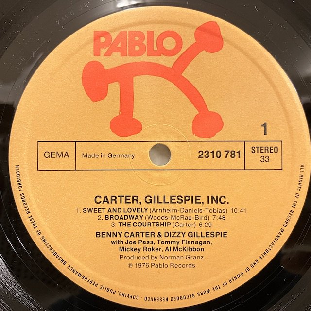 Benny Carter Dizzy Gillespie / Carter Gillespie Inc 2310-781 :通販 ジャズ レコード  買取 Bamboo Music