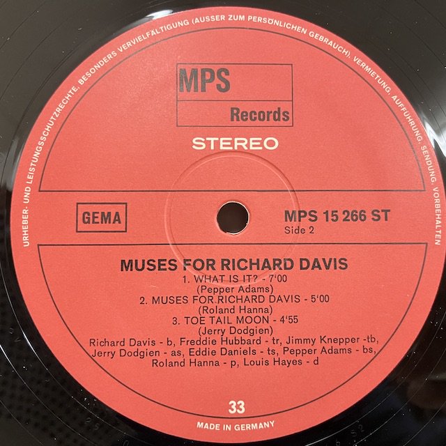 Richard Davis / Muses for Richard Davis mps15266st :通販 ジャズ レコード 買取 Bamboo  Music