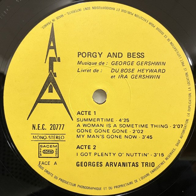 Georges Arvanitas trio / Porgy and Bess nec20.777 :通販 ジャズ レコード 買取 Bamboo  Music