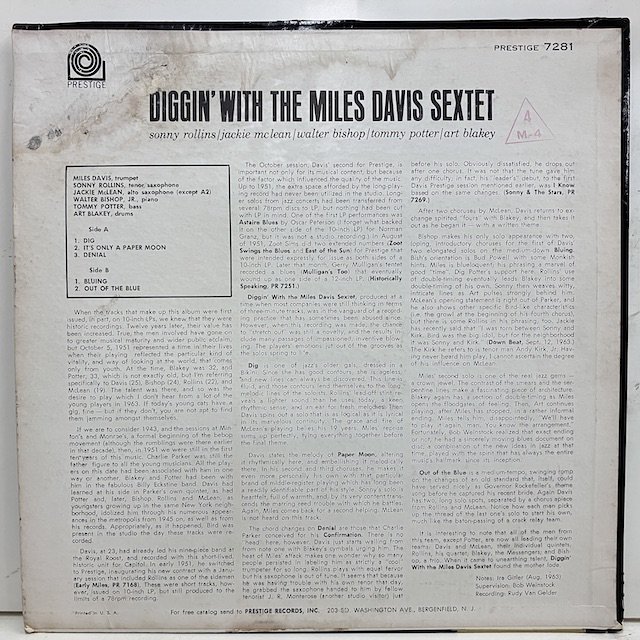 Miles Davis / Diggin' Prlp7281 :通販 ジャズ レコード 買取 Bamboo Music