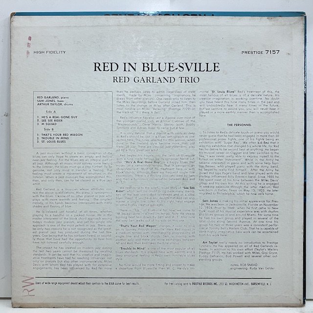 ○即決LP Red Garland / Red in Bluesville j35791米盤、ミゾナシ黄黒