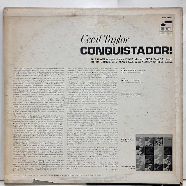 Cecil Taylor / Conquistador Bst84260 :通販 ジャズ レコード 買取