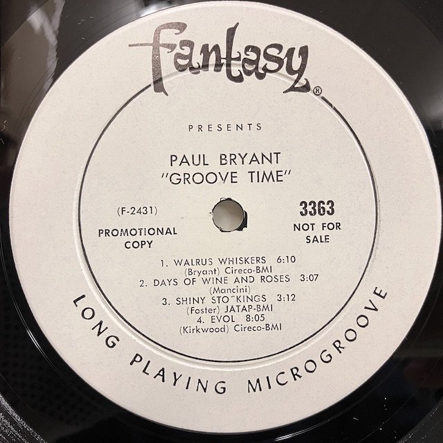 Paul Bryant / Groove Time fantasy3363 :通販 ジャズ レコード 買取 Bamboo Music