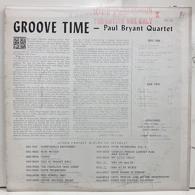 Paul Bryant / Groove Time fantasy3363 :通販 ジャズ レコード 買取 Bamboo Music