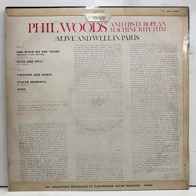 Phil Woods / Alive And Well In Paris SPTX340.844 :通販 ジャズ レコード 買取 Bamboo  Music