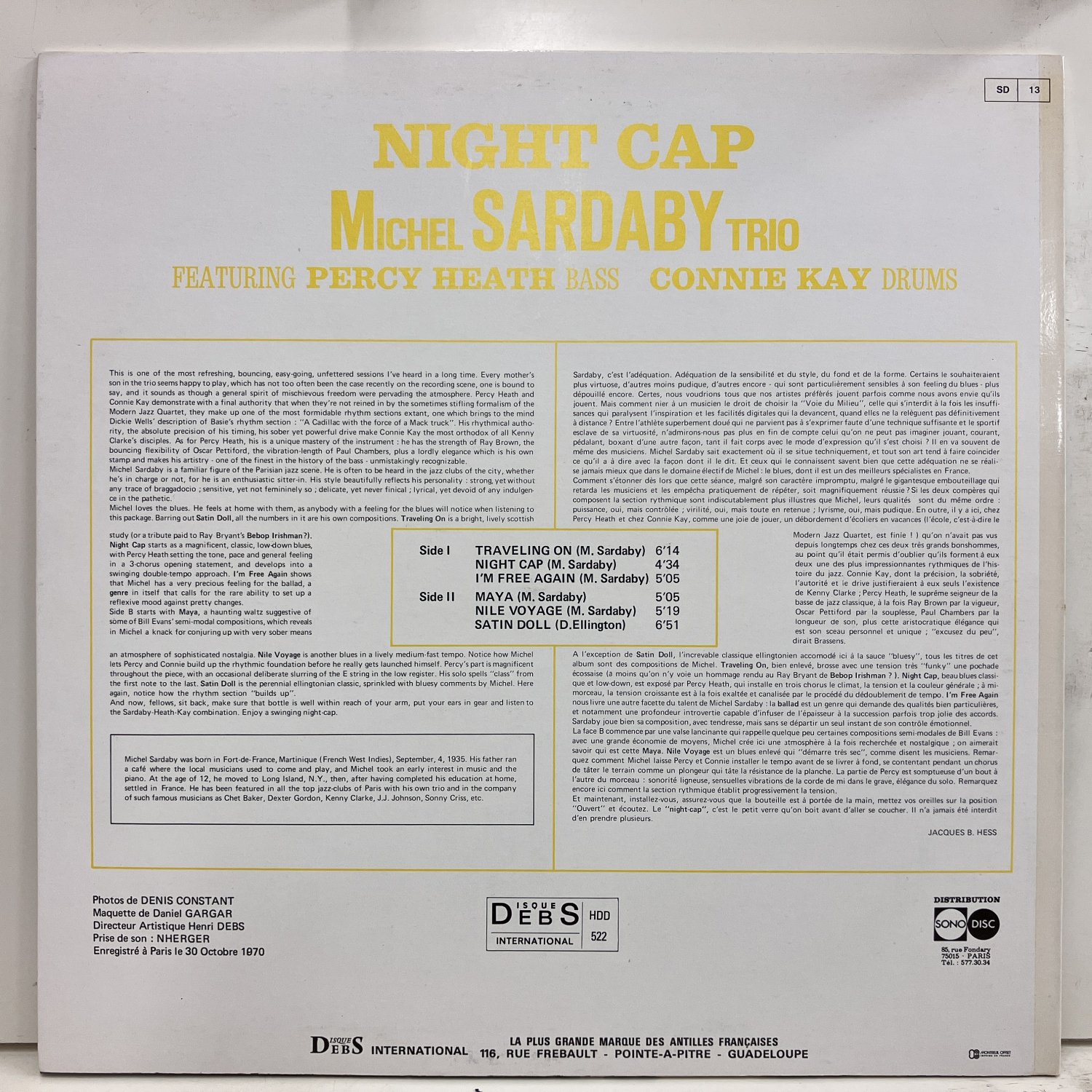 Michel Sardaby / Night Cap Hdd522 :通販 ジャズ レコード 買取