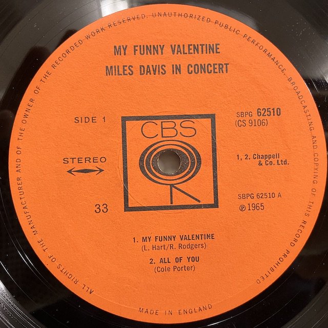 Miles Davis / My Funny Valentine sbpg62510 :通販 ジャズ レコード 買取 Bamboo Music