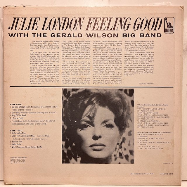 JULIE LONDON FEELING GOOD ジャズレコード